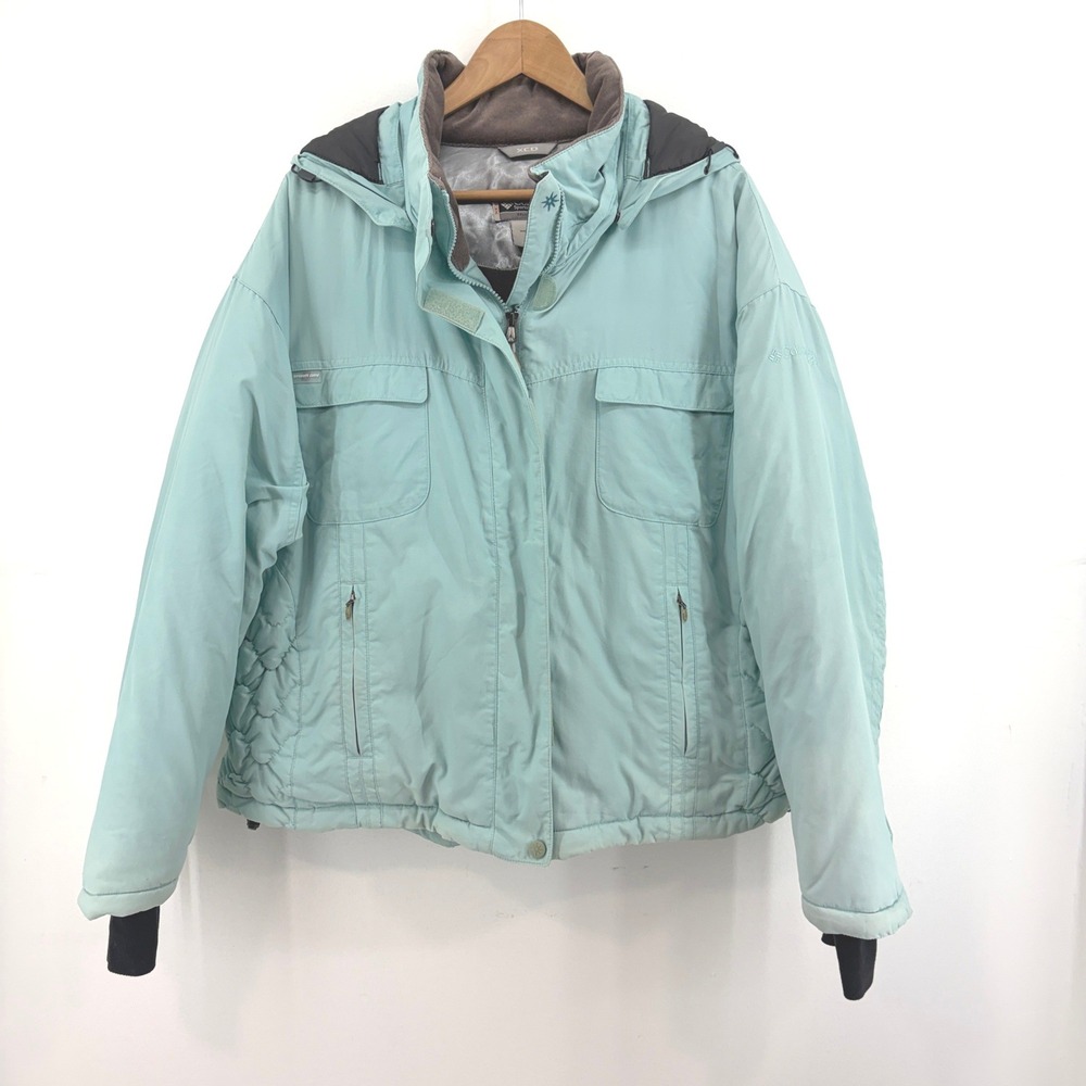 Columbia XCO Storm Dry Ski Jacket Womens 2X Aqua Blue Waterproof Fleece Lined